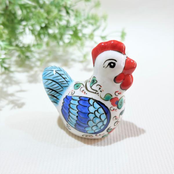 トルコ雑貨　カラフルな陶器製鳥の置物2点 トルコ雑貨 カラフルな陶器製鳥の置物2点