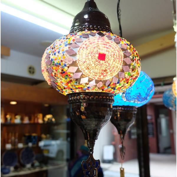 トルコ雑貨 吊り下げ トルコモザイクランプ 綺麗い エキゾチック LED