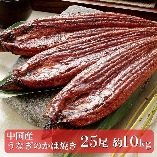 中国産 うなぎの蒲焼 25尾 約10kg 有頭背開き うなぎ蒲焼 冷凍品 送料無料 業務用 ケース売り 箱売り 大容量 まとめ買い