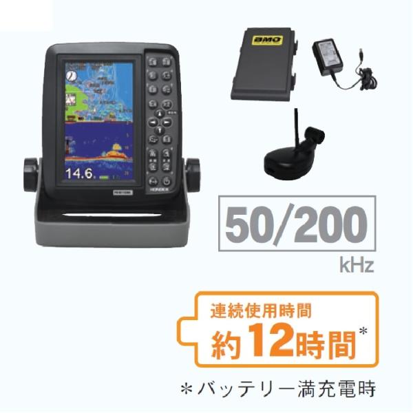 仕様●　5型ワイドカラー液晶　272×480dot表示●　電源電圧　DC11V〜14V　約 4W(0.3A/12V)●　本体寸法・重量　W173×D191×H173　約0.7kg●　魚探部　　周波数　200kHz（Deep仕様　50/200...