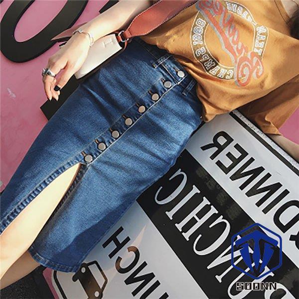 スカート デニムスカート レディーススカート タイトスカート 膝丈 スリット入り ボトムス 美脚 キレイめ カジュアル 春 夏