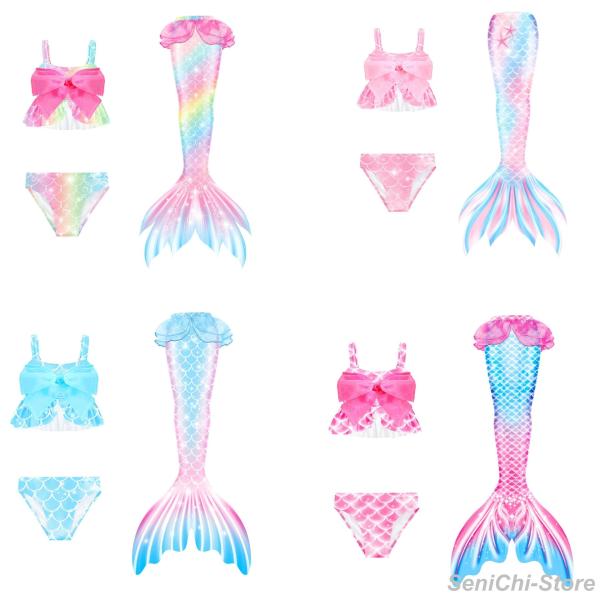 キッズ 水着 女児 3点セットビキニ上下セット+魚の尾思わず親バカになってしまう！そんなキッズ水着です☆可愛いわが子にはいつも可愛い姿でいてほしい！夏の思い出を残すアルバムにも、に可愛い姿を残したい!!!ですから、可愛い水着をお選び頂けるよ...