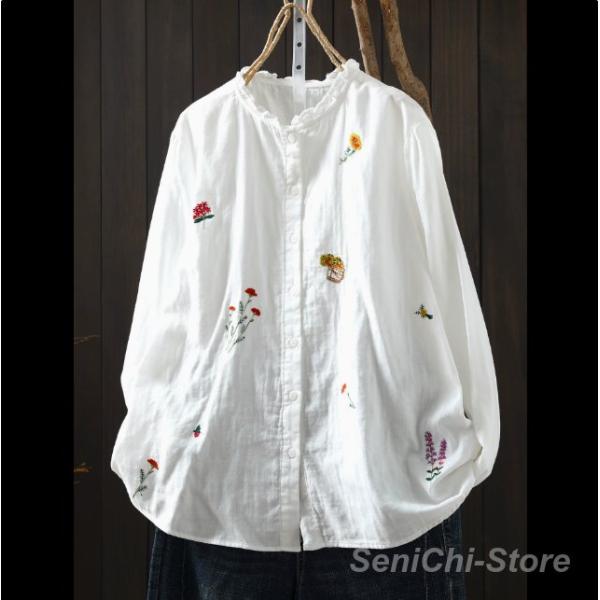 3色 チュニック 春 ブラウス シャツ 長袖 レディース プルオーバー ブラウス ロングシャツ 夏 刺繍 お洒落 大きいサイズ 40代 50代 夏 ゆったり 花柄 可愛い