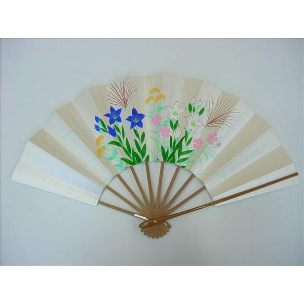 舞扇子 日本舞踊・踊り用 29cm 秋草 手書き パール地 スス竹骨 箱付き