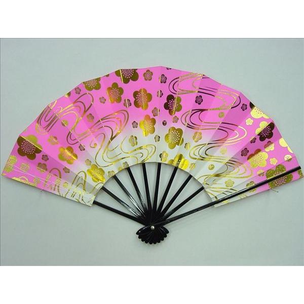 幼児用舞扇子 梅・流水 ピンク 8寸 (24cm) 箱付き : おどり用品の扇