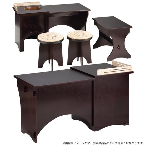 【茶道具 立礼棚 立礼卓 】 末広棚 即中斎好写 椅子2客付　小川湖舟作 組立式 茶道具】 末広棚 即中斎宗匠好写 小川湖舟作 椅子二客付 立礼-35