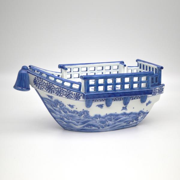 茶器　水差し 茶器/茶道具 水指（水差し）】 呉須十二角 共蓋＆塗蓋付 時代水