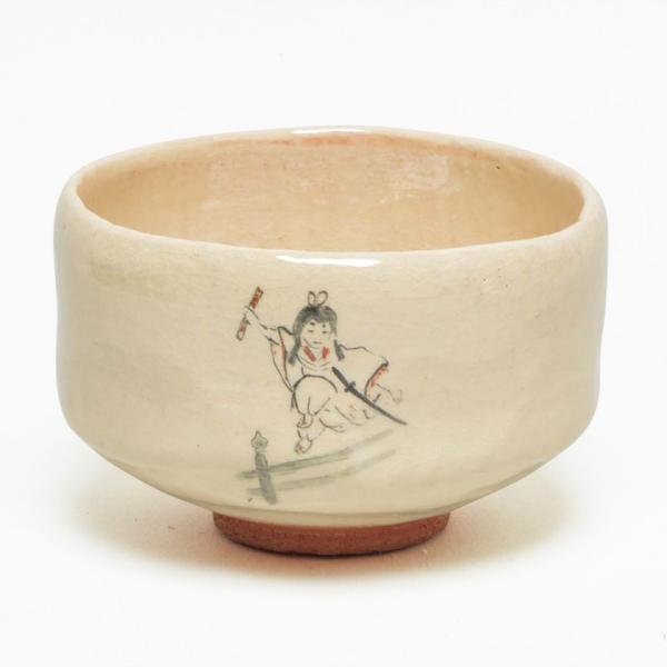 PayPayポイント5%(全額PayPay残高等で支払い LINEと連携) 茶道具 抹茶茶碗（まっちゃちゃわん） 茶碗 白楽 牛若丸 松楽窯