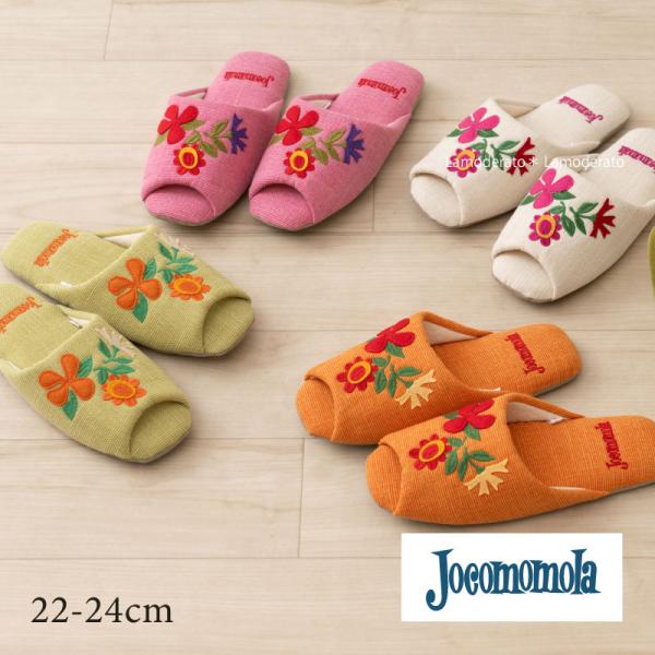 適応サイズ：約22〜24cm素材：（甲表・中板）ポリエステル　（甲裏）パイル/綿・地糸/ポリエステル　（底材）PVCカラー：ベージュ・グリーン・オレンジ・ピンクカンボジア製ウォッシャブル（タンブラー乾燥はできません）春夏らしい花柄をアップリ...