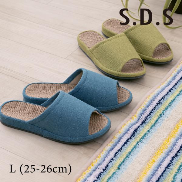 適応サイズ：（Lサイズ）約25〜26cmヒールの高さ：約2.5cm素材：（甲表・甲裏）ポリエステル　（中板）植物繊維・ポリエステル・綿・レーヨン　（底材）EVA   カラー：ブルー・グリーン中国製※お洗濯はできません。暑い季節の素足にぴった...