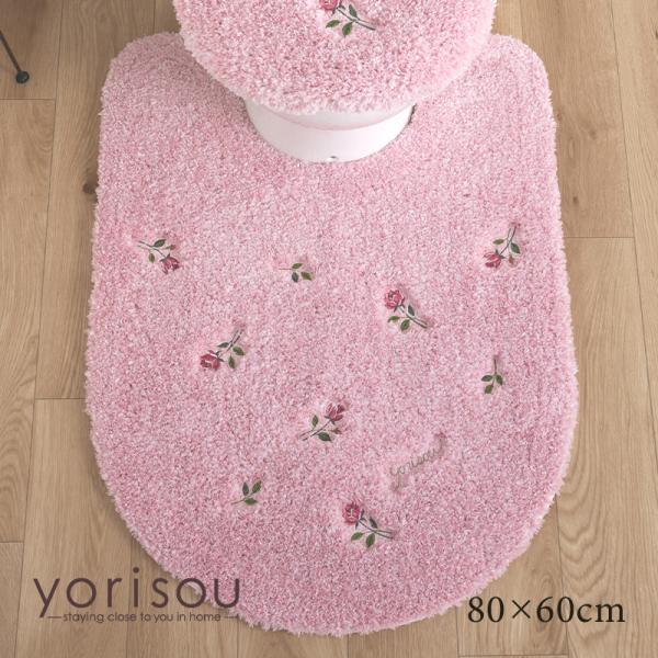 サイズ：約80×60cm（アールより手前約60cm）素材：ポリエステル100％裏面：滑りにくい加工カラー：ピンクインドネシア製可憐なミニローズがモチーフのトイレマット。ピンクが恋愛運や健康運を引き寄せ、さりげなく空間を華やかに演出します。風...