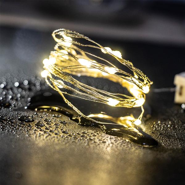 【10個入】イルミネーションライト 1M 10LED LR44 電池使用 電球色  装飾用ワイヤーライト 電飾 銅線使用 防水 クリスマス ウェディング パーティー 祭り