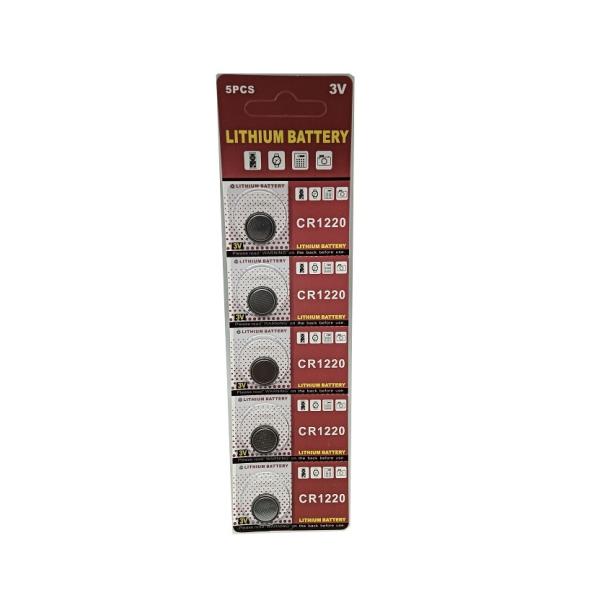 WASHODO リチウムボタン電池 CR1220  3.0V 高品質 5個セット 格安販売 90日間無償品質保証付き  有効期限5年間 1個あたり60円 パッケージ5個入タイプ