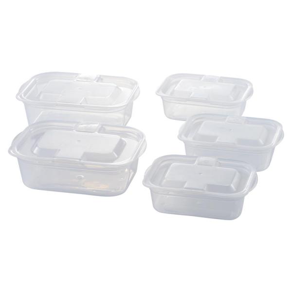 日本製の保存容器5個セット食品の保存に最適、使いやすい蓋をしたままレンジも可●箱サイズ:16.2×20.2×7cm●箱入重量:0.263kg●原産国:日本●セット内容:セット内容/13×8.9×4.1cm（200ml）×3、16.1×10....