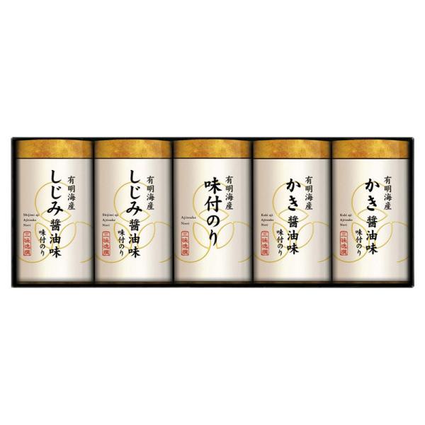 ●箱サイズ:14.3×37.8×7.5cm●箱入重量:0.3kg●セット内容:セット内容/有明海産しじみ醤油味付海苔・有明海産かき醤油味付海苔（各8切16枚）×各2、有明海産味付海苔（8切16枚）×1●賞味期限:常温1年6ヶ月●アレルゲン:...