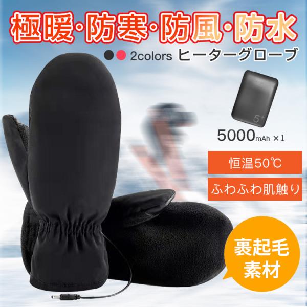 電熱グローブ スキー バイク用 ヒーターグローブ 暖かい 柔らかい 電熱 手袋 冬用 自転車 屋外作業 男女兼用 寒さ対策 防寒 撥水 防風 保温性
