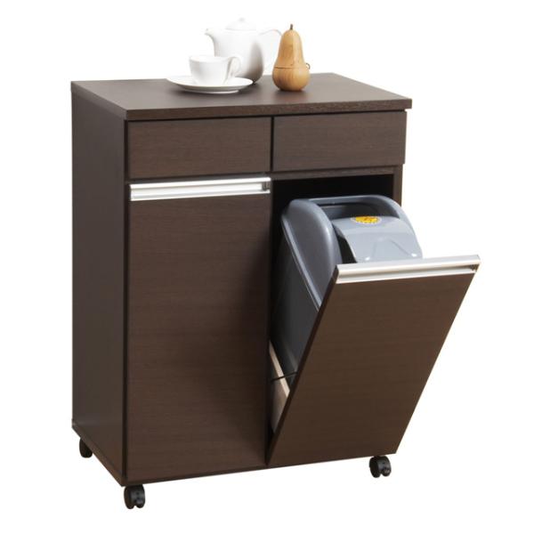 ゴミ箱 キャスター付き ダストボックス キッチン カウンター 2D ブラウン キッチンワゴン ゴミ箱収納 キャスター付きカウンターワゴン
