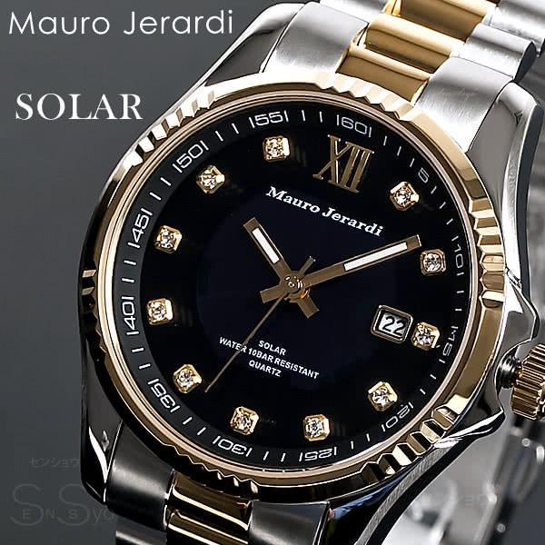 Mauro Jerardi ソーラー腕時計 ウォッチ コンビ メンズ ブラック Mauro Jerardi ソーラー腕時計 ウォッチ コンビ メンズ ブラック