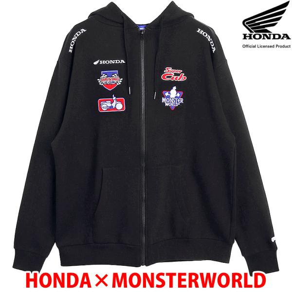 ホンダ HONDA×MONSTER WORLD ZIPパーカー B ブラック サイド