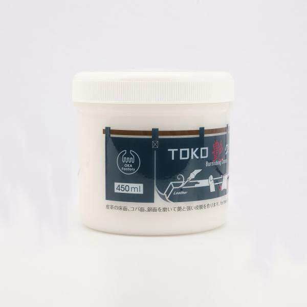 NEW TOKO艶クリーム (450ml) コバ・トコ・銀面磨きクリーム 二代 レザークラフト用 仕上・保護剤 ヘラ付き