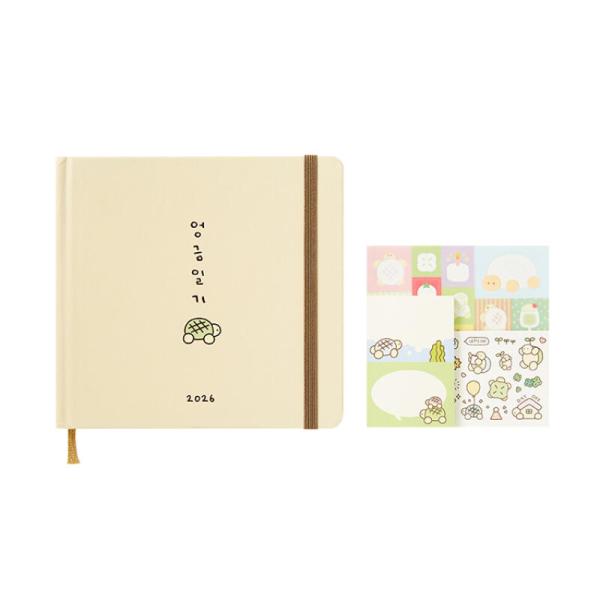 韓国雑貨 ステッカーとポストイット付き のろのろカメさん ダイアリー