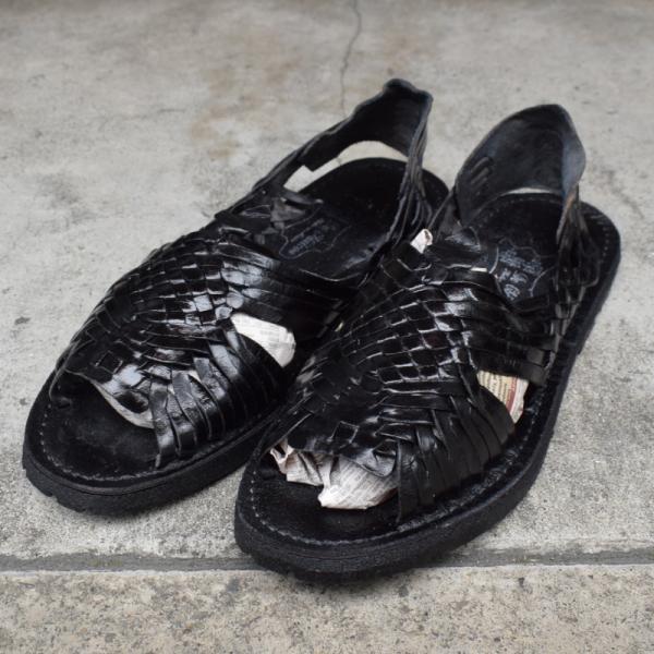 断捨離様　黒＆キャメル２足同梱発送割引き２７ｃｍメキシコ製ワラチシューズ HUARACHE(ワラチ) MEXICAN SANDAL(メキシカンサンダル) BLACK