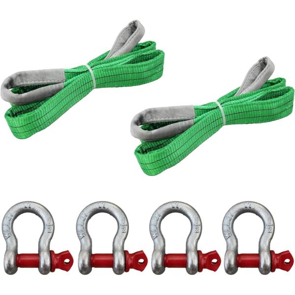 HELIX スリングベルト 4m 幅50mm シャックル 2ton 使用荷重2000kg ナイロンスリング [スリングベルト 2t 4m 2本 鍛造シャックル 弓型 2t 4個セット]
