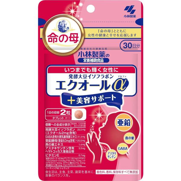小林製薬 - 【小林製薬】発酵大豆イソフラボン　エクオール　30日分　6袋 楽天市場】発酵大豆イソフラボン エクオールα +美容サポート 約