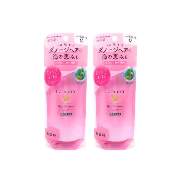 しっとり艶やか、手触りなめらか。海藻のエキスをはじめビタミンＥ、ローヤルゼリーエキス、スクワランオイル、コメ胚芽油などの天然成分をベースに配合。 シャンプー、リンス(またはトリートメント) 後、タオルで髪を軽くふき、ヘアエッセンスを手のひら...