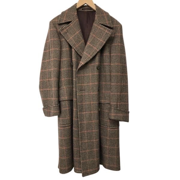美品/Jizi/カシミヤ100％/千鳥格子/ダブルロングコート/サイズL相当