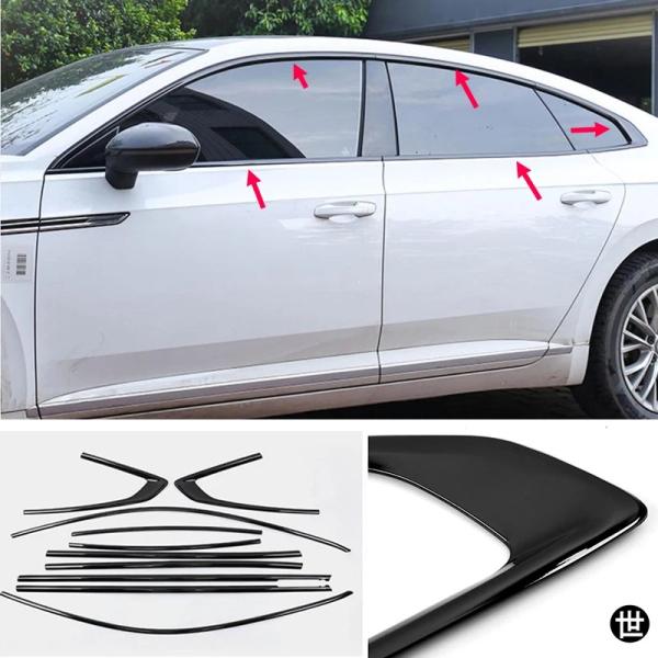 フォルクスワーゲン アルテオン VW CC 2019-2023 適合カーアクセサリー ステンレス ブラック カーウィンドウシル トリム モールディング カバー 