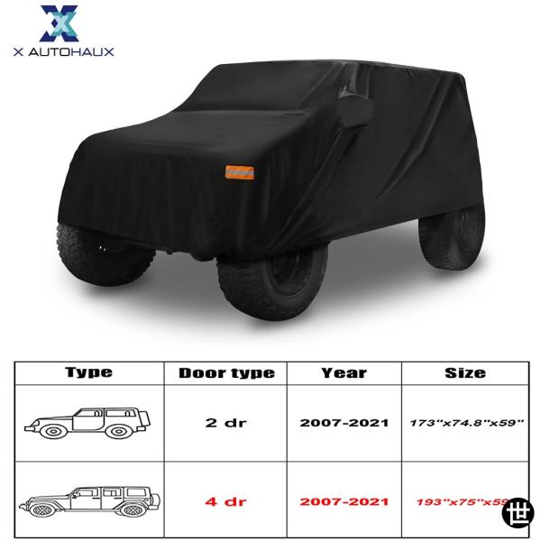 ジープ ラングラー JK JL 2/4 ドア 2007-2021 用カーカバー 屋外防水 SUV 車カバー ジープ アクセサリー ツール