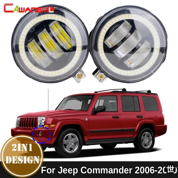 2 X 車用 LED フォグランプ エンジェルアイ DRL ジープ コマンダー 38991 30W CANBUS フォグ デイタイム ランニング ランプ アセン