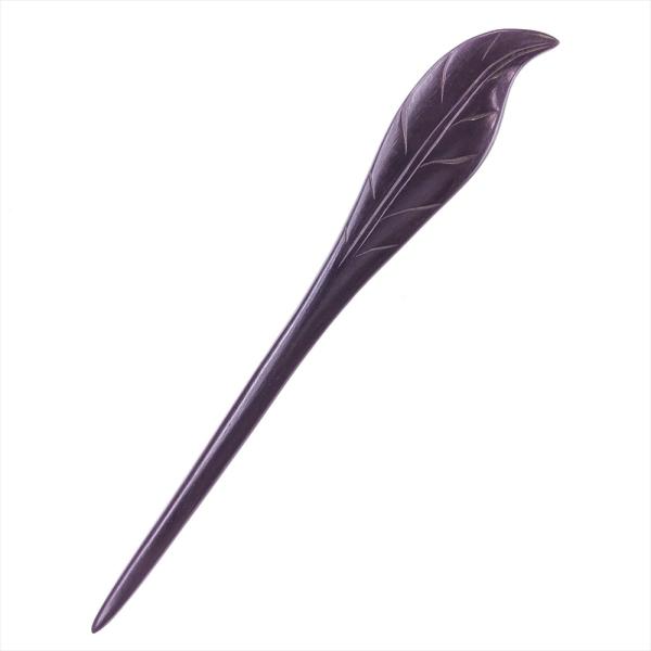 かんざし 木製 簪 天然木 黒檀 20 葉彫刻