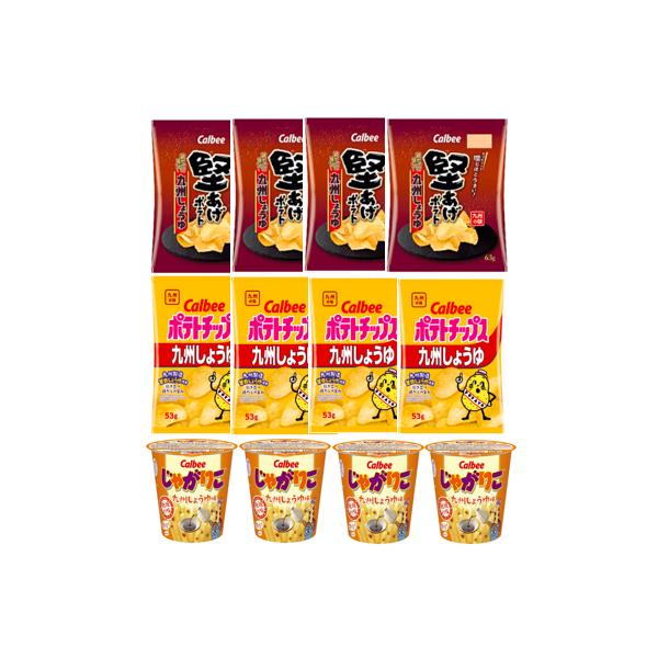 【地域限定品】ポテトチップス 堅あげポテト じゃがりこ 九州しょうゆ 各4個 計12個セット噛むほどに広がる風味豊かな味わいが特徴で、おやつやおつまみにも最適。3種類の異なる魅力をお楽しみいただけます。【セット内容】◎カルビー 堅あげポテト...