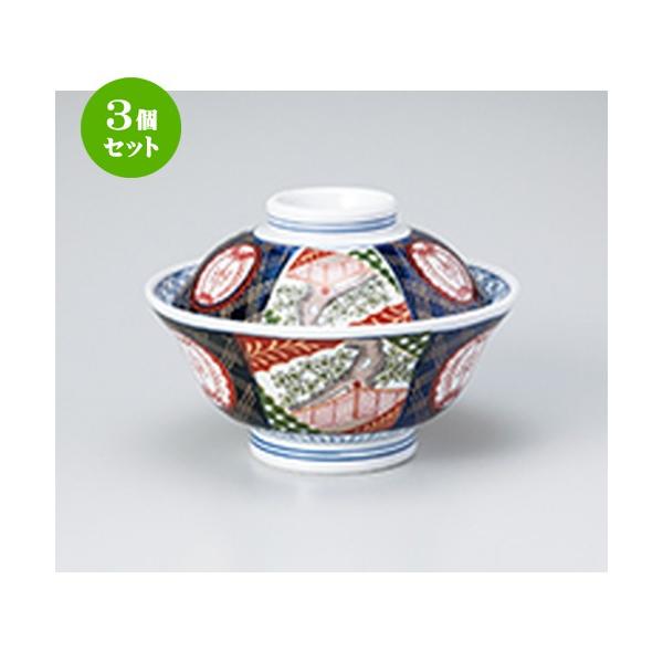 3個セット 蓋丼 和食器 / 錦小桜6.0蓋丼 寸法：18.2 x 11.8cm
