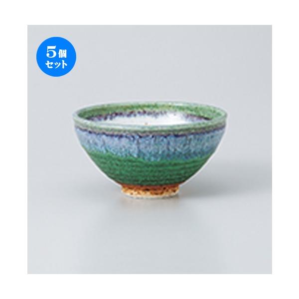 5個セット 抹茶碗 粉引 グリン流し 抹茶碗（トムソン箱） ［ 12.6 x