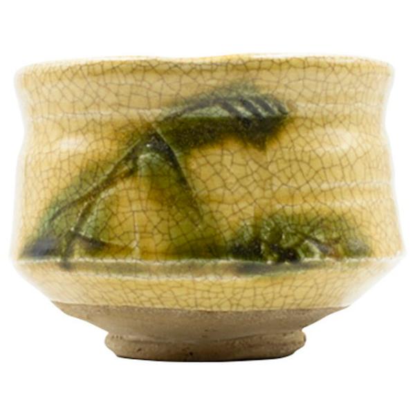 茶道具 抹茶茶碗 / 黄瀬戸茶碗（春草作） 木箱入り 寸法:11.5×8.5cm 300g