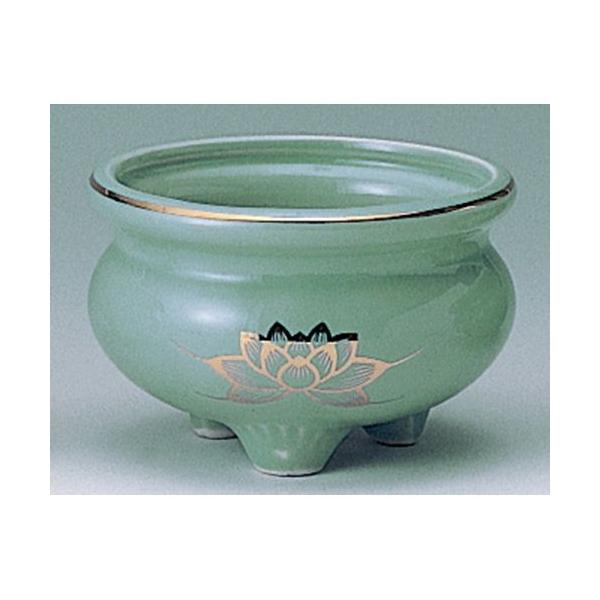 香炉 青磁金ハス 三ツ足型 5寸 [5寸] : せともの本舗 - 通販 - Yahoo