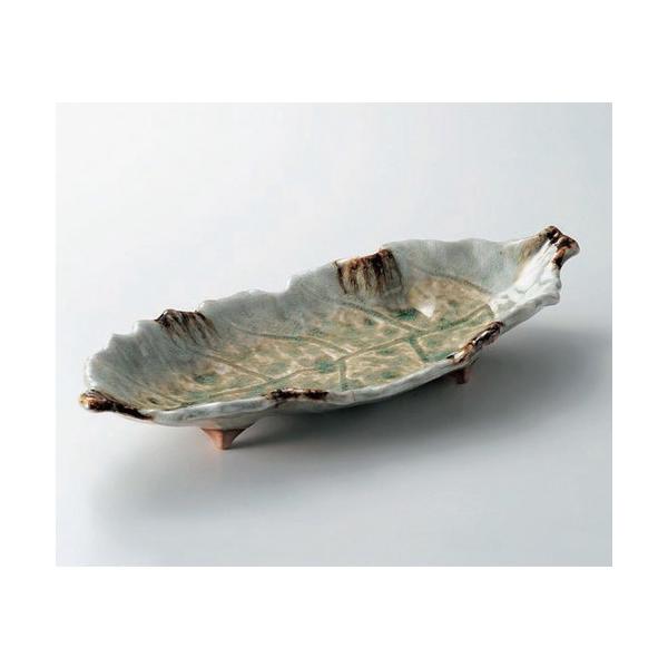 ☆ 萬古焼大皿 ☆砂ビードロ13.0木の葉皿 [ 41 x 17.5 5.5cm 950g