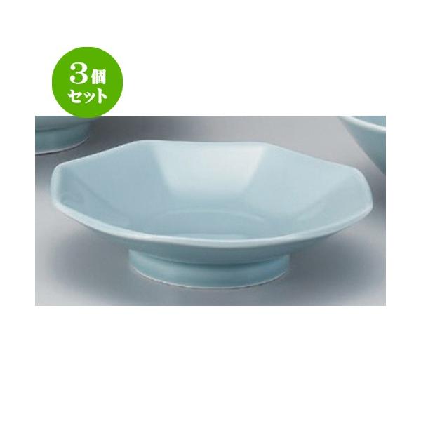 珍品　歪み皿　青磁　八角皿 3枚セット 3個セット ☆ 中華シリーズ ☆青磁八角皿 [ 19.5 x 4.5cm 507g
