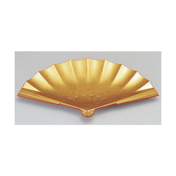 バイキング盛器 扇面盛込器 色紙金箔渕朱(中) SH塗 [52 x 30.5 4.1cm