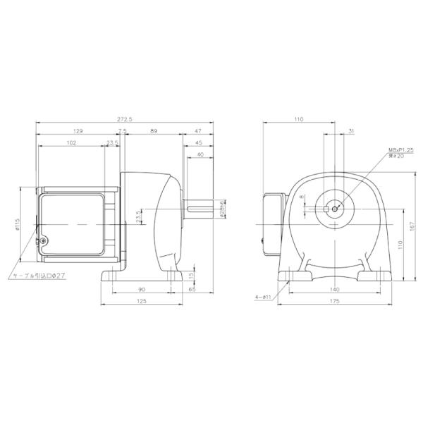 ニッセイ ギヤードモーター G3L28N160-MM02TNNTN 平行軸 脚取付 0.2kW