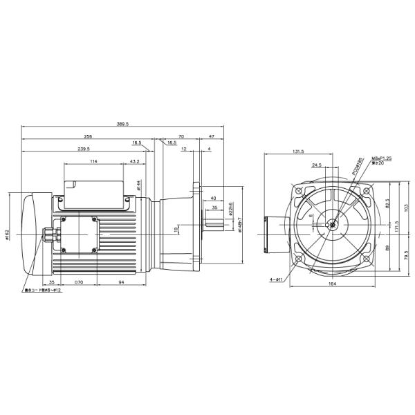 ニッセイ ギヤードモーター G3F22N20-MM04CNJAN 平行軸 フランジ取付 0.4kW 減速比1/20 単相 100V ブレーキ無 A型ターミナルボックス