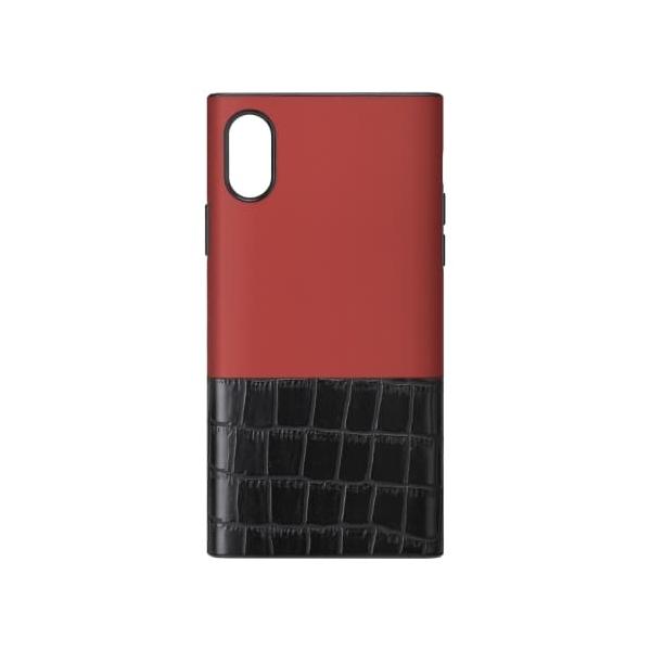 PGA iPhone XS/X用 2カラーケース クロコダイル調/レッド PG-18XHB03RD