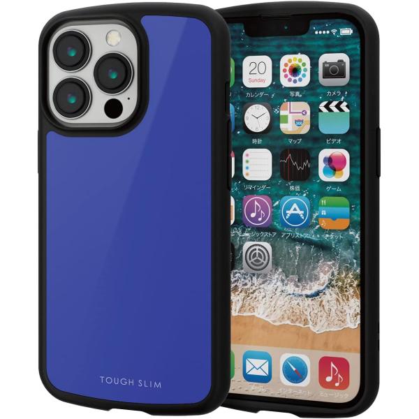 【アウトレット】エレコム iPhone13 Pro用 ハイブリッドケース TOUGH SLIM LITE 軽量 ストラップホール付 ネイビー PM-A21CTSLNV