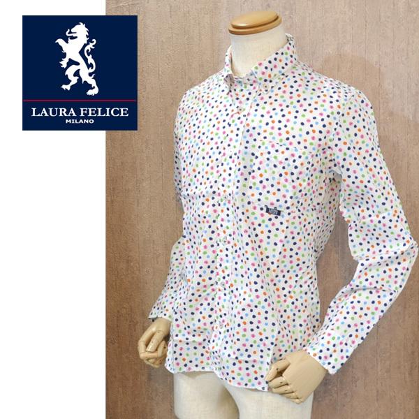 ラウラフェリーチェ Laura Felice メンズ 35 Off セール 長袖シャツ 日本製 薄手 ドット 総柄 胸ポケット 白 カラフル 服 秋 春 夏 ブランド 138 3108 ゴルフ ファッション セブンエビス 通販 Yahoo ショッピング