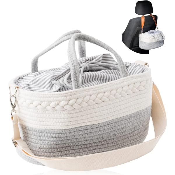 他サイト： おむつストッカー オムツストッカー ベビー用品 おむつポーチ 新生児 赤ちゃん用品 新生児用品 収納バッグ巾着蓋付き 4way MDM(グレー)の商品画像