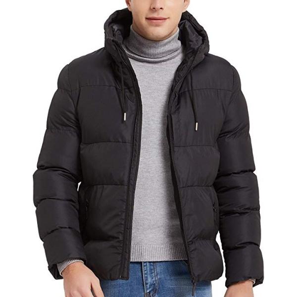 ダウンジャケット メンズ 中綿 ダウンコート フード付き 秋冬服 厚手 無地 ファッション 防寒 お得なキャンペーンを実施中 S7 ブラック アウトドア 防風 L