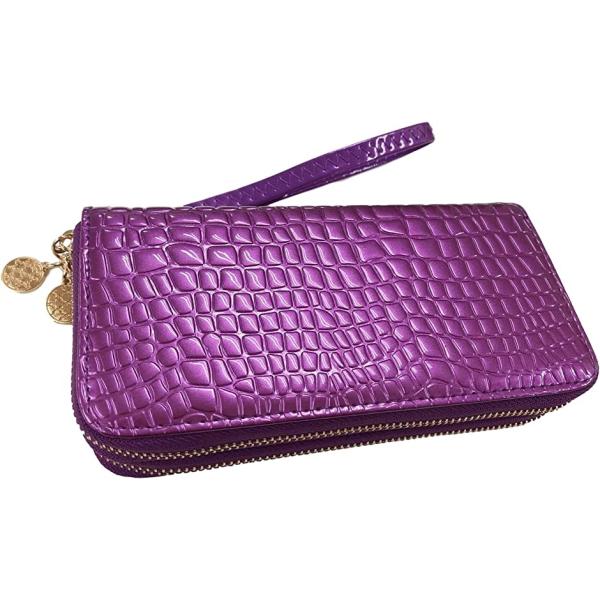 レディース 大容量 長財布 完売 ラウンドファスナー ウォレット パープル カード収納 札入れ おしゃれ コイン